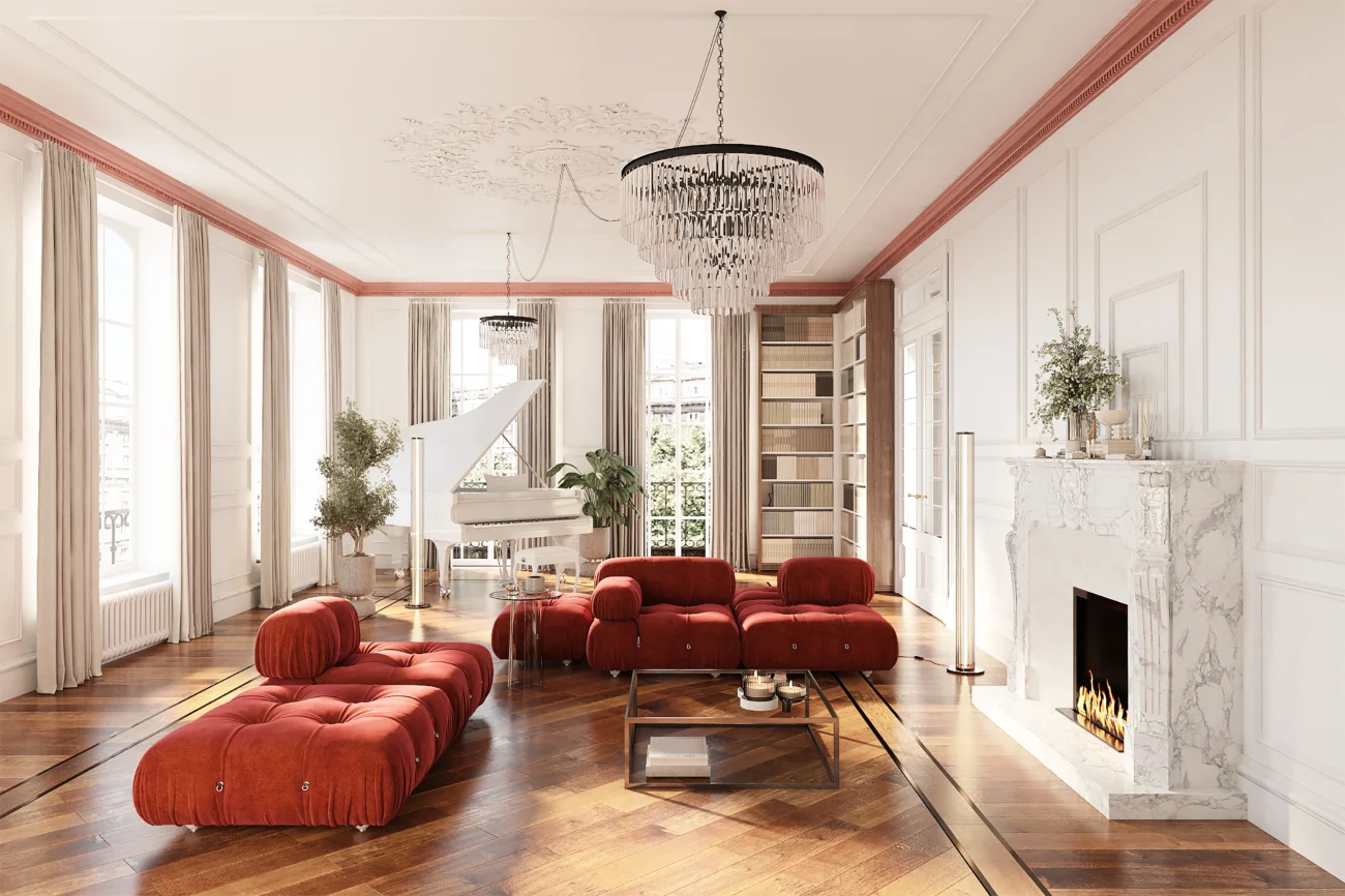 Wykwinty projekt mieszkania w Warszawie 250m²