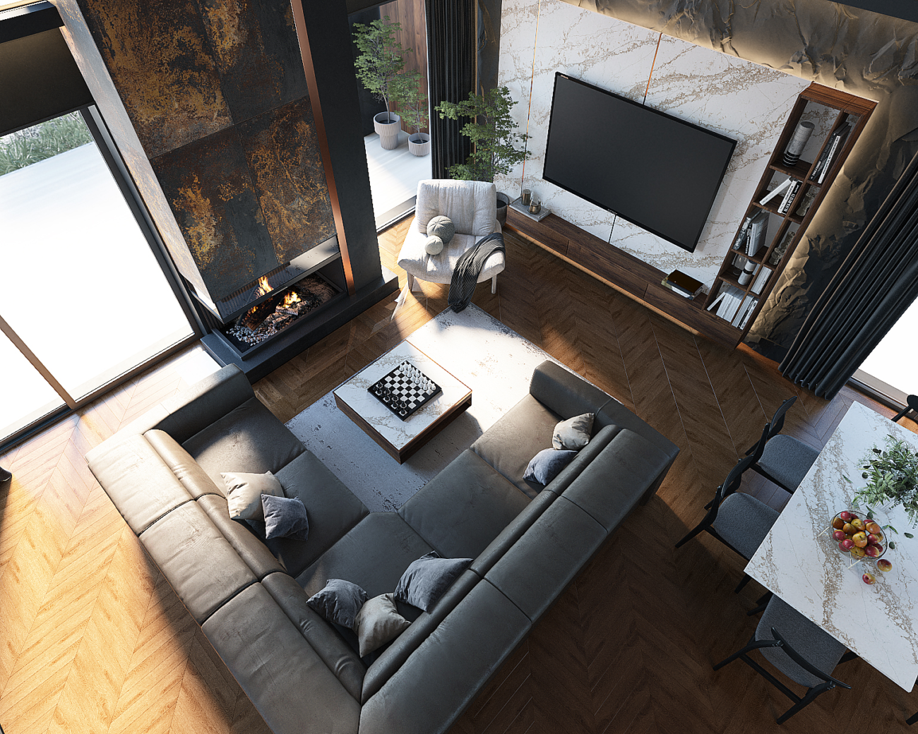 Nocturne — Wnętrze domu w ciemnych tonach